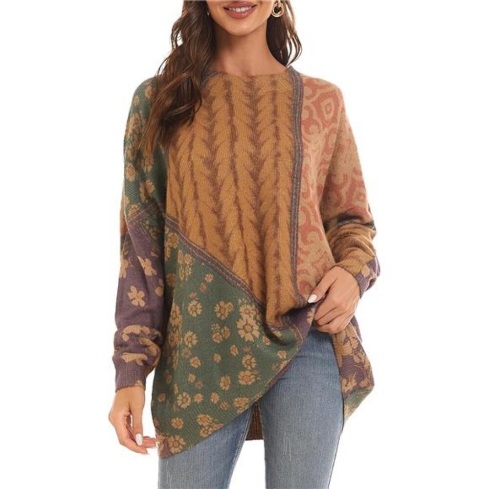 Womens Christmas Sweater Graphic Oversized Pullover Sweaters Casual Loose Long